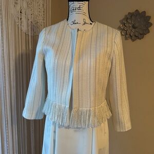 Karl Lagerfeld Cream Blazer with Fringe Detail